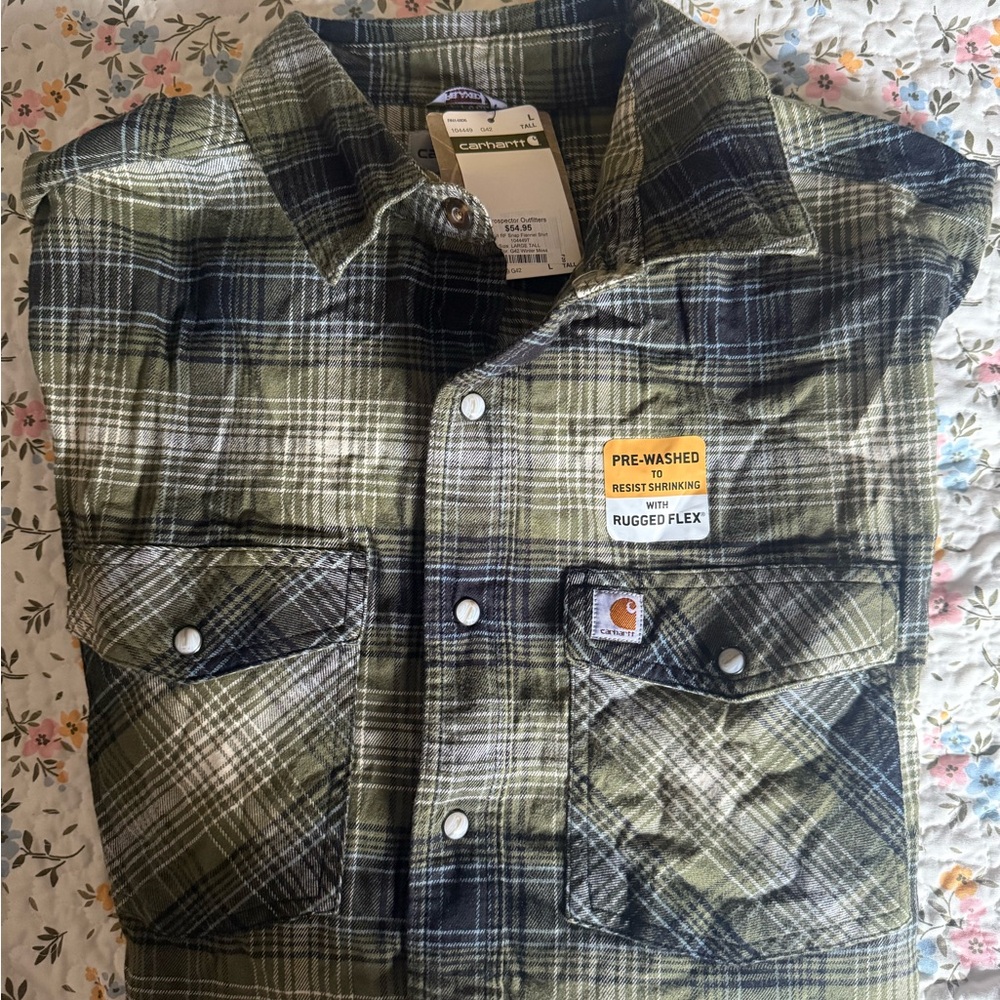 Carhartt Men's Olive Plaid Shirt Jacket